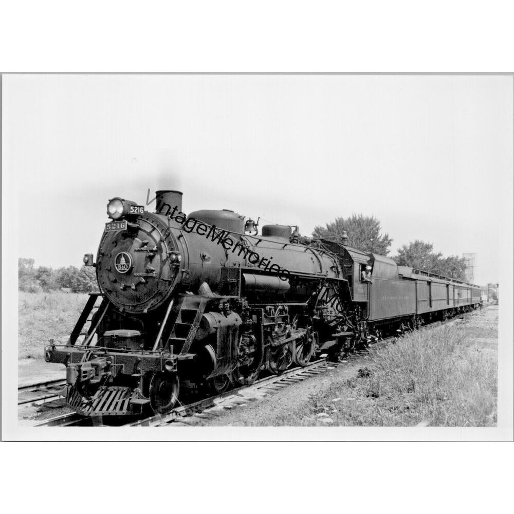 Vtg baltimore & ohio railroad bo 5216 steam locomotive 5"x7" real photo t2-168